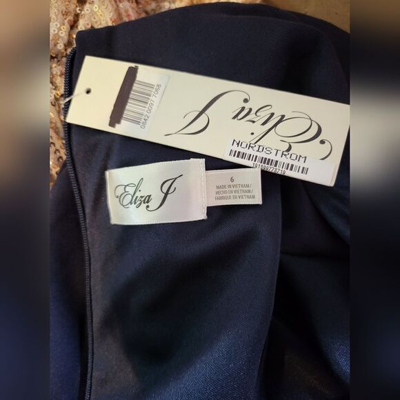 Eliza J Ponte Knit Fit & Flare Color Block Sleeveless Dress NWT size 6 Navy/Pink - Picture 5 of 5